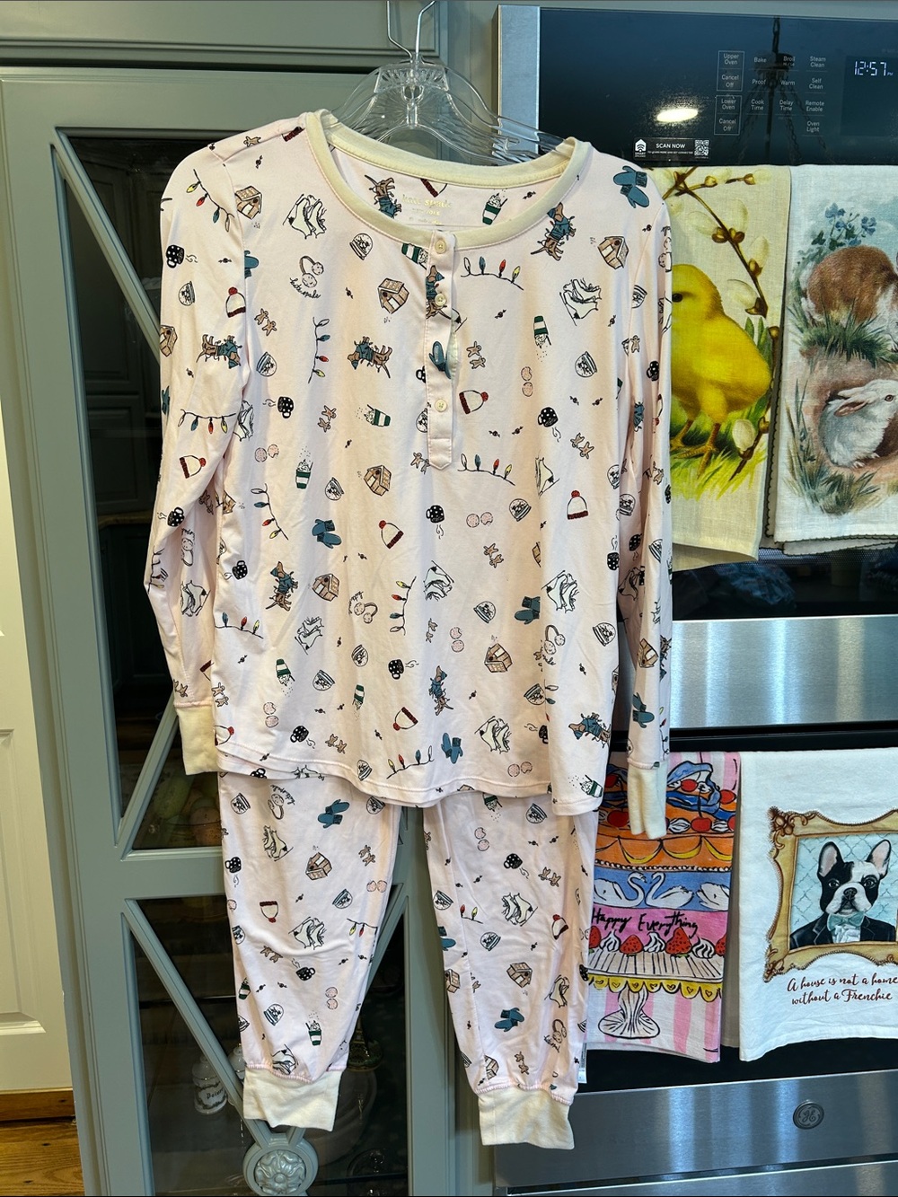 Kate Spade Pink Winter Wonderland Long Pajama Set Medium